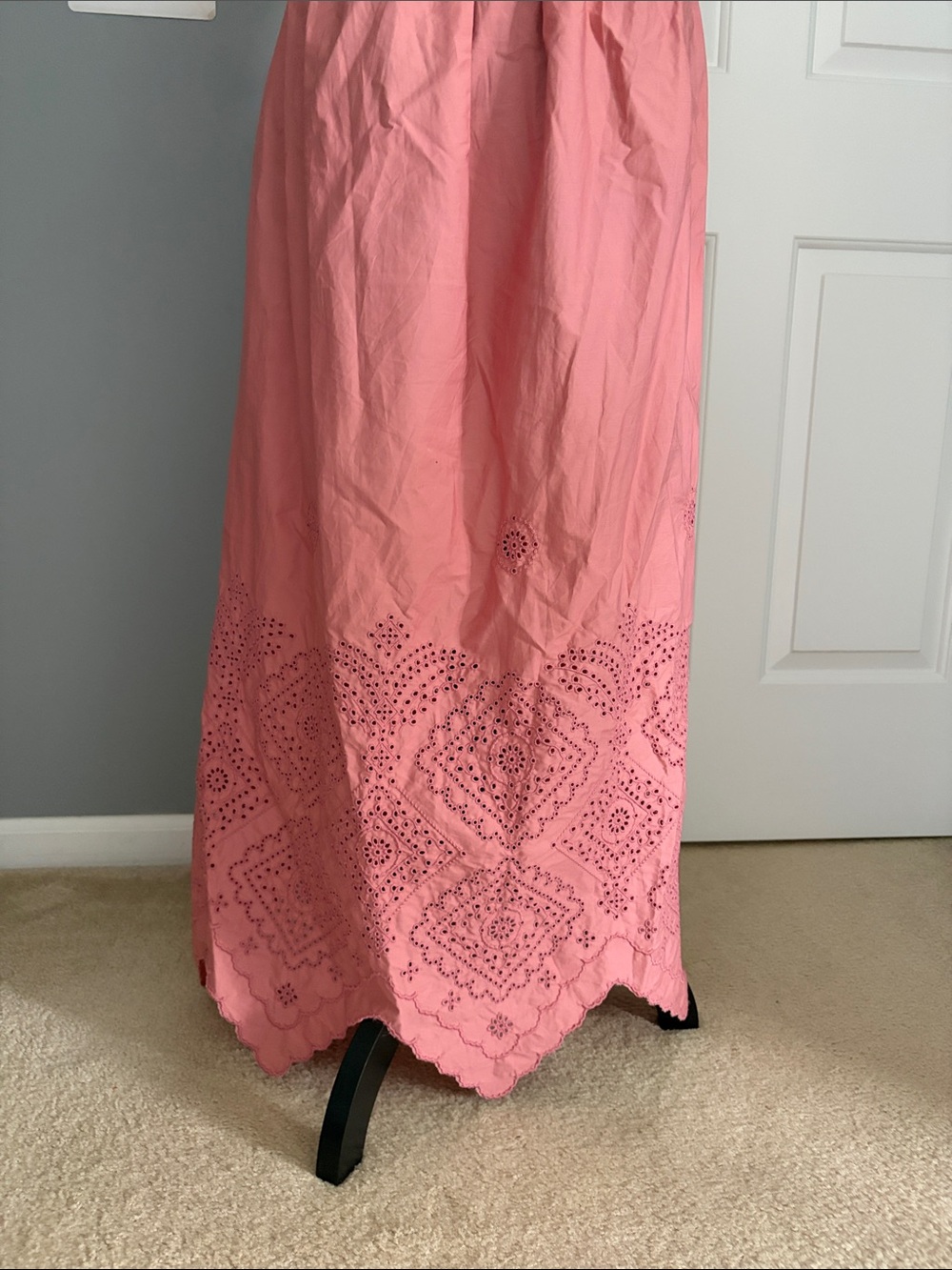 Smocked Pink Flutter Sleeve Maxi Dress - Picture 4 of 5